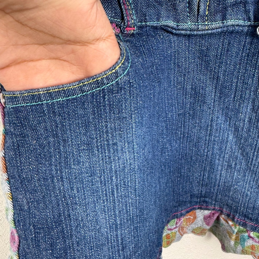 Rocawear Girls Denim Dress Blue Fruit Print Back Rhinestone Zip Front Size M 5 - Picture 5 of 10